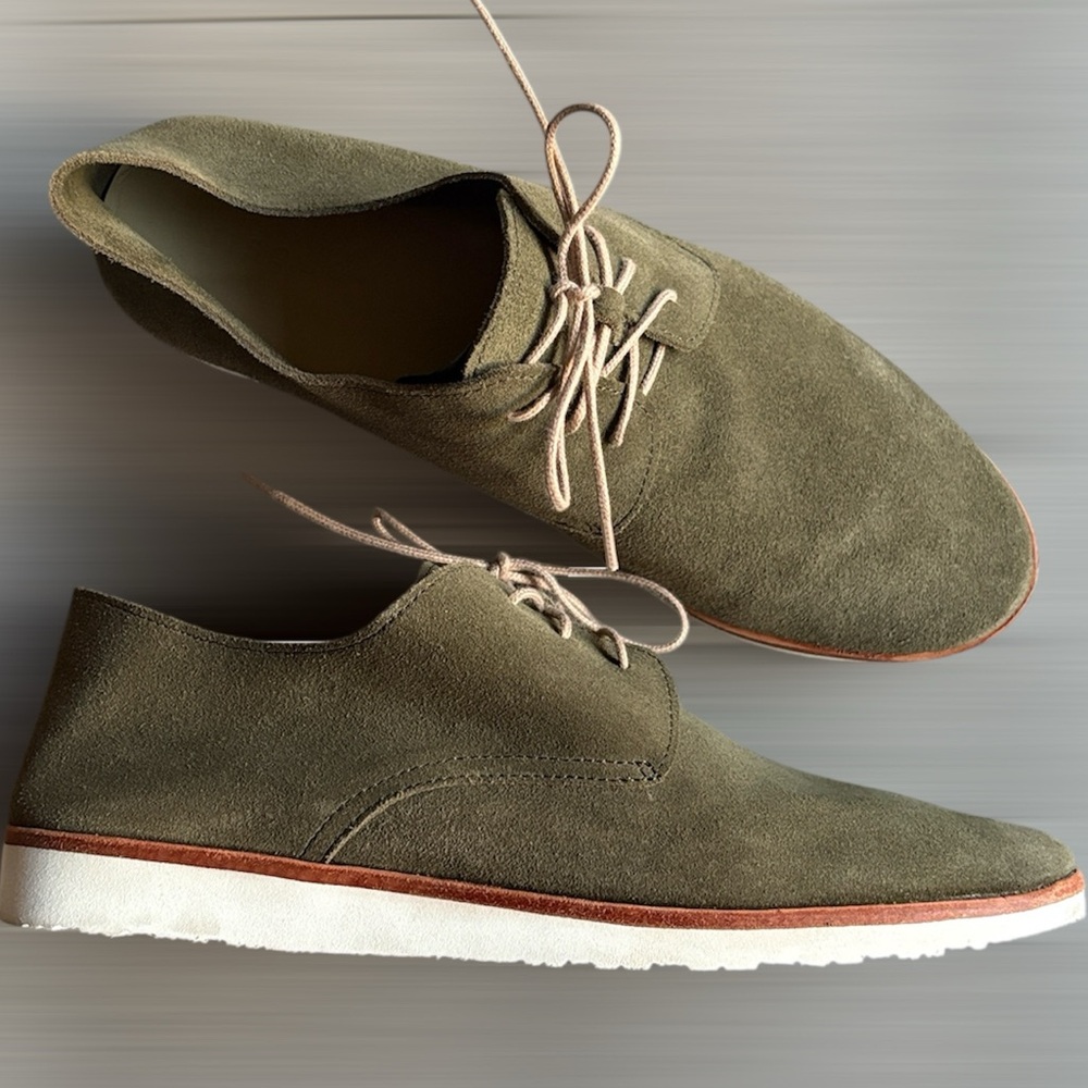 Nisolo Olive Suede Lace-up Walking Shoes 8